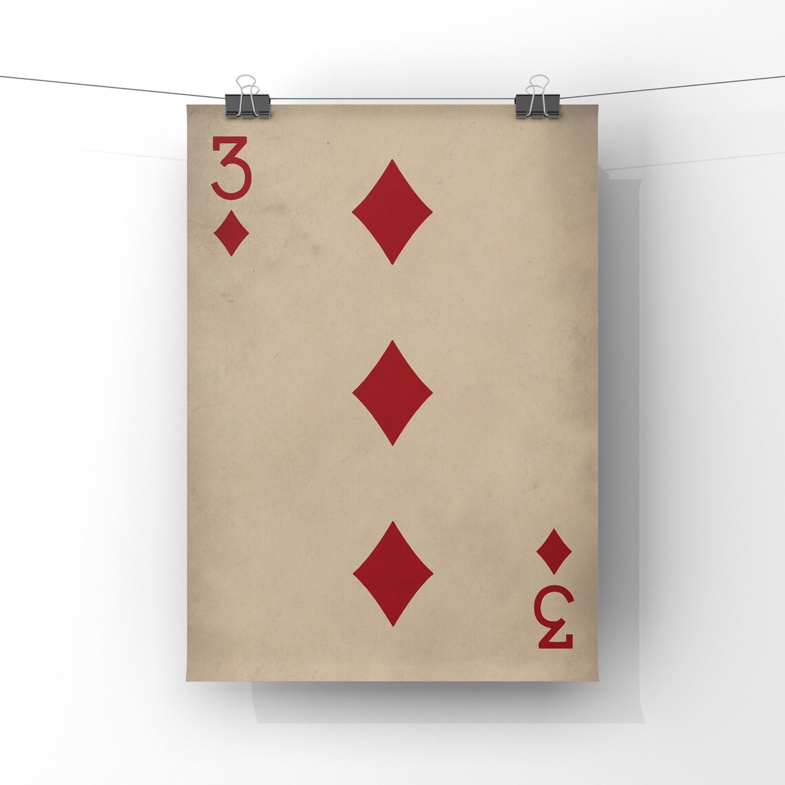 Three of Diamonds Poster Print Vintage Playing Cards Wall - Etsy UK