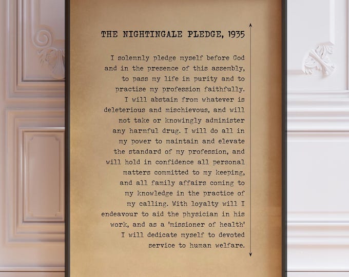 Florence Nightingale Pledge Print - Graduation Gift for Nurses