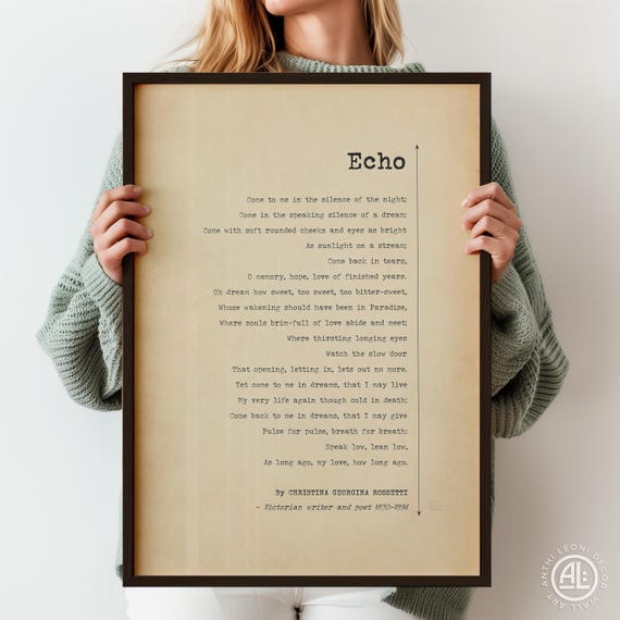 ECHO Poem Print Christina Georgina Rossetti Poetry Poster