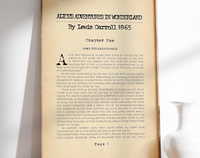 Alice's Adventures In Wonderland Book Page Print (Classic Children's Literature)