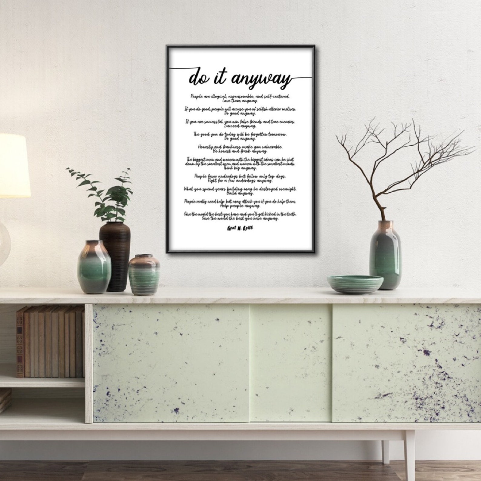 Do It Anyway Script Font Poem Poster Print Credited to Mother | Etsy