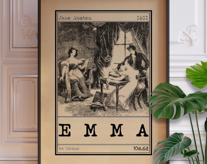 Emma Book Cover Art Print - Vintage Jane Austen Literary Wall Decor