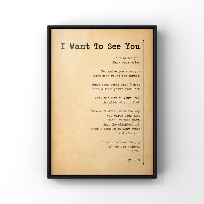 Love Poem I Want to See You Poem by Rumi Poster Print Deep Etsy Australia
