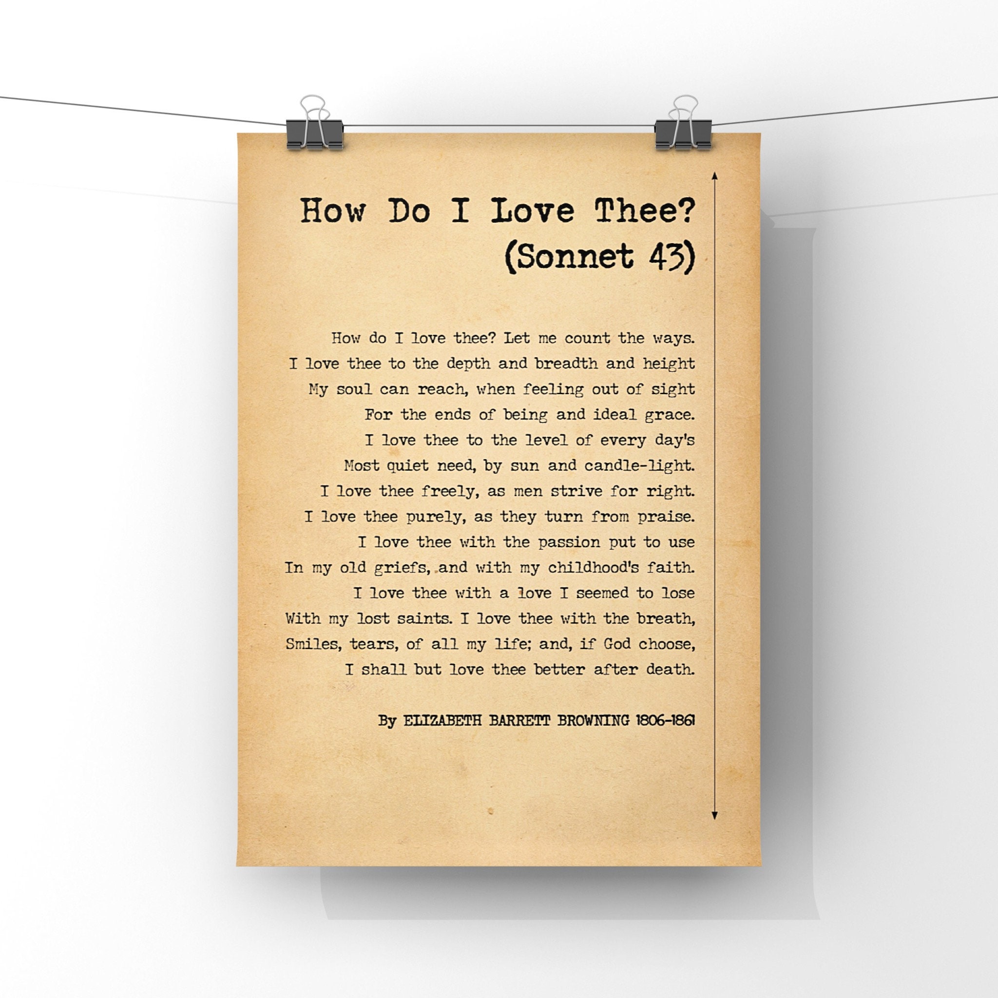 How Do I Love Thee Sonnet 43 by Elizabeth Barrett Browning - Etsy