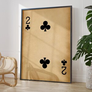 Póster antiguo de dos tréboles, impresión artística, decoración de sala de juegos, número 2 de la suerte, póster de arte de pared / OPCIONES DE MARCO IMPRESO