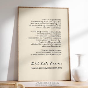 Ralph Waldo Emerson Quote Write It On Your Heart Inspirational Print Gratitude Decor Typography Word Art Poster | PRINTED Framed Options