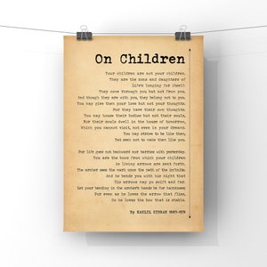 On Children Poem Poster Print by Kahlil Gibran Khalil Gibran Poem About ...
