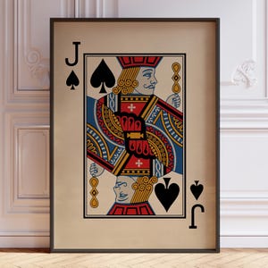 Affiche impression Val de pique, impression d'art mural cartes à jouer vintage, impression jeu de cartes, décoration murale Jack | IMPRIMÉ