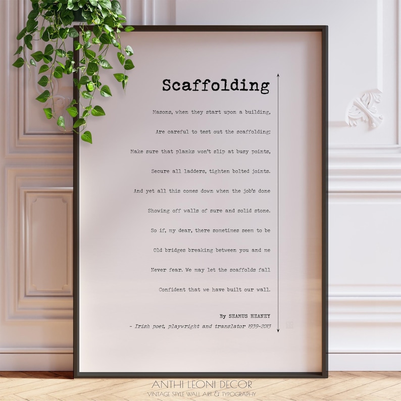 Impresión de poema de matrimonio - Andamio de Seamus Heaney, regalo de boda o aniversario imagen 3