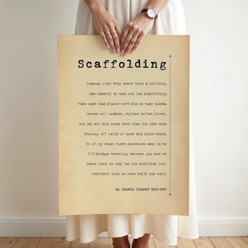 Poster close-up showing design detail of Scaffolding Poem Print