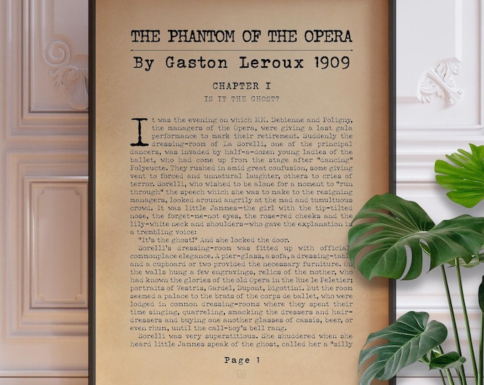 Phantom of the Opera First Page Art Print - Literary Wall Decor