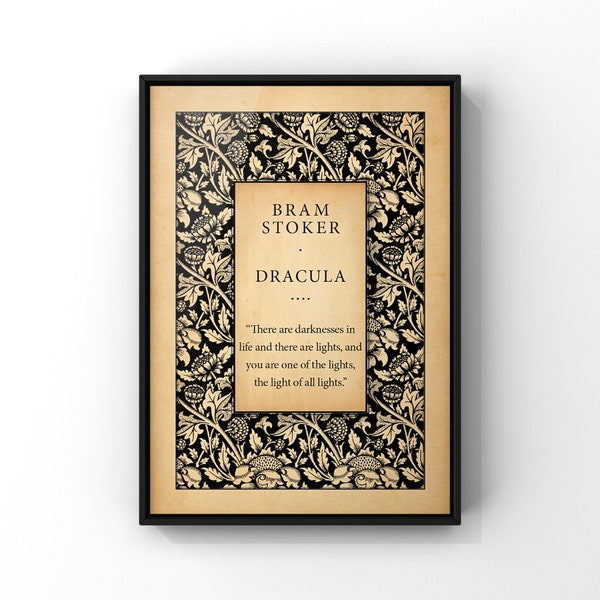 Dracula Book Cover Art Poster Print | Bram Stoker Classic Book Title Page | Literary Art Gift Idea | Library Wall Decor | PRINTED