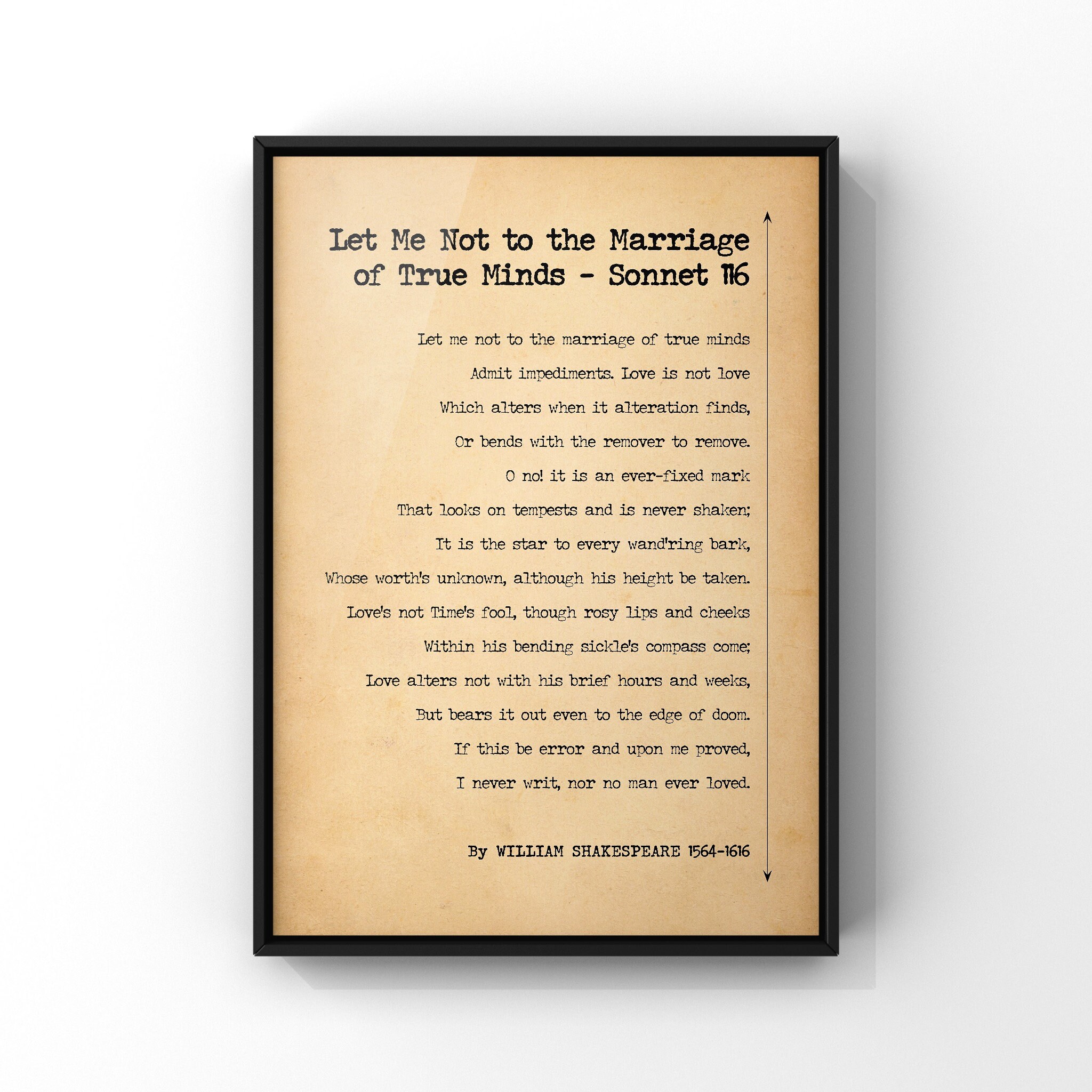 Sonnet 116 Let Me Not To The Marriage Of True Minds By William Shakespeare Poem Poster Print Famous Popular Shakespeare Poetry