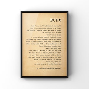 ECHO A Poem by Christina Georgina Rossetti Poster Print | Romantic Love Gift | Minimalist Style Poetry Print | PRINTED