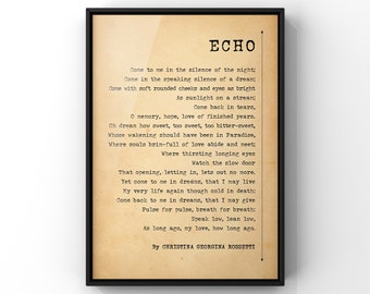 ECHO A Poem by Christina Georgina Rossetti Poster Print | Romantic Love Gift | Minimalist Style Poetry Print | PRINTED