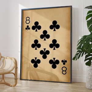 Rustic Eight of Clubs Art Print - Vintage Poker Card Poster