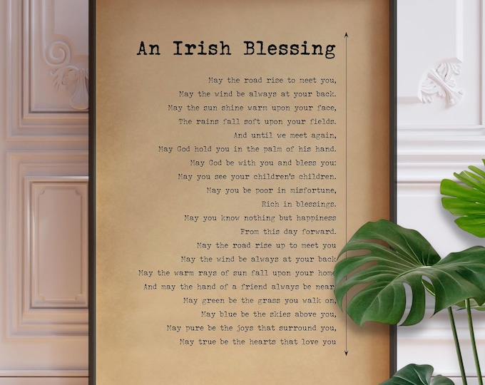 Irish Blessing Poem Print - Traditional Wedding Gift, May The Road Rise Up To Meet You
