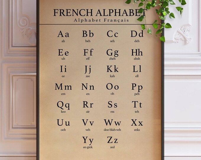 French Alphabet Wall Art - Language Learning Chart (Framed or Unframed)