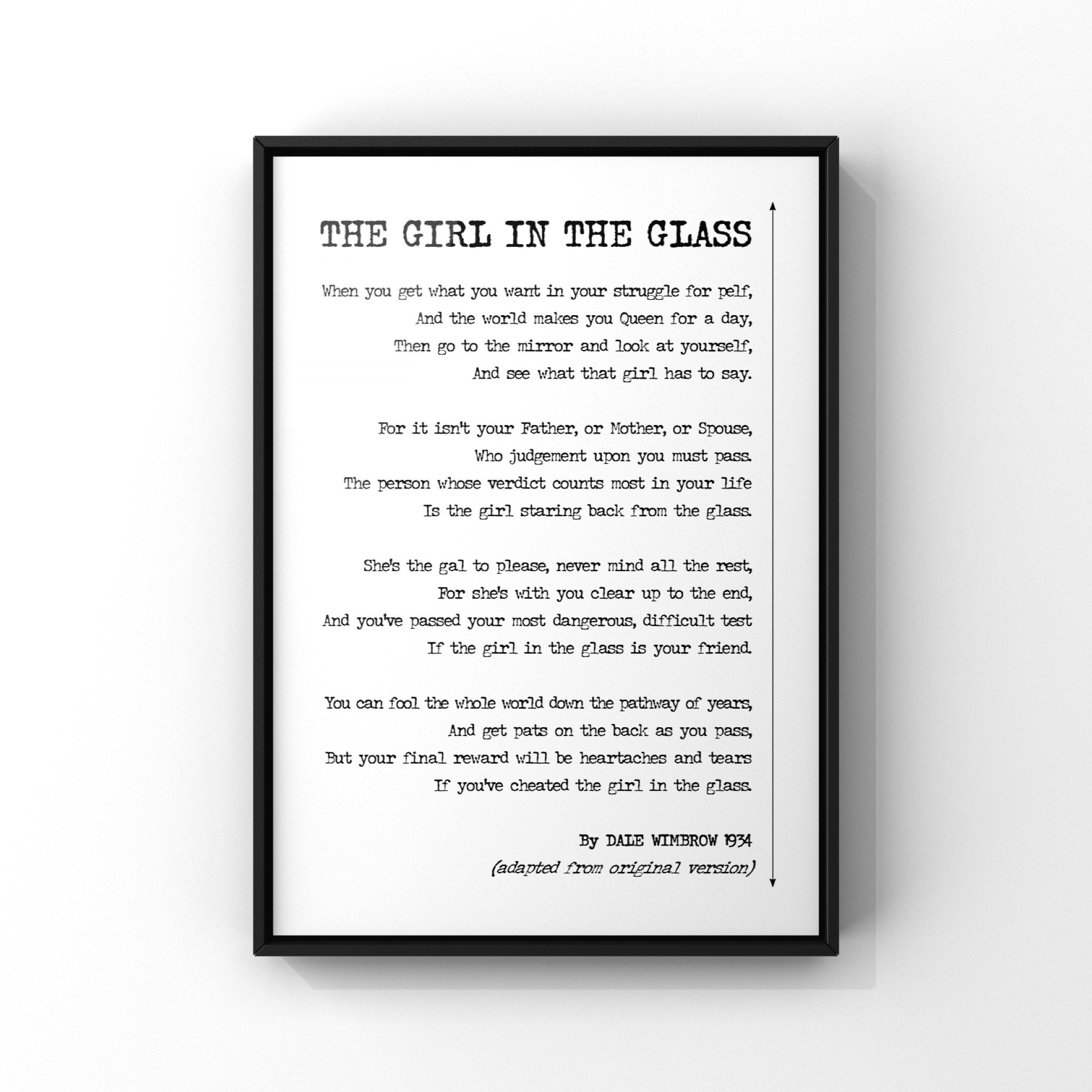 The Girl In The Glass Female Version of Classic Poem Print by Etsy