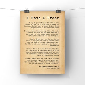 I Have A Dream Quote Speech by Martin Luther King Poster Print Minimalist Antique Paper Wall Art Decor PRINTED image 2