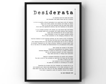 Desiderata Poem Print by Max Ehrmann Poster Print, Poetry About Life, Happiness, Aspirations, Peace, Minimalist Poster Wall Art, PRINTED