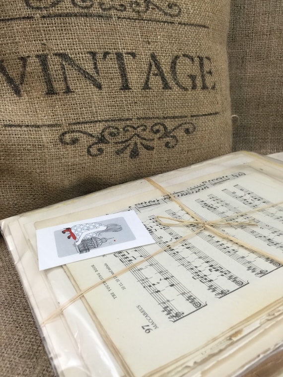 Mixed Sizes Origami scrap booking decoupage 30 sheets VINTAGE music paper