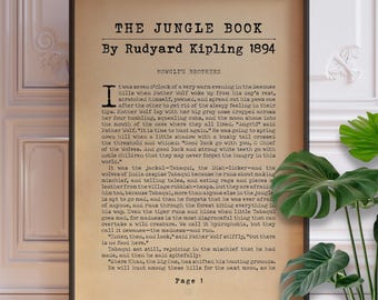 The Jungle Book Page Print - Rudyard Kipling Wall Art, Classic Literature