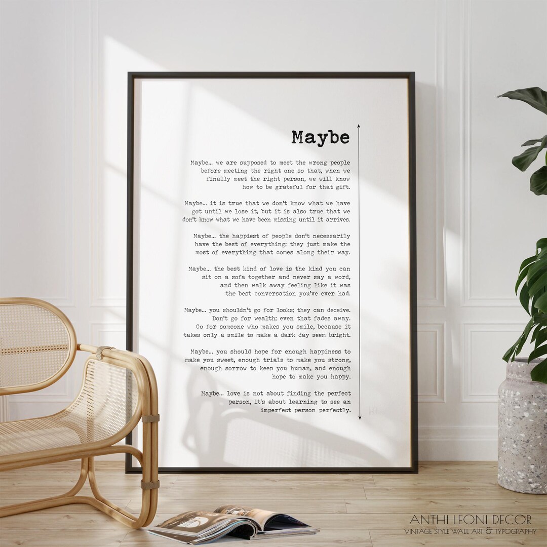 Maybe Love Poem Print – Romantic Wedding Gift for Him or Her, Soulmate ...