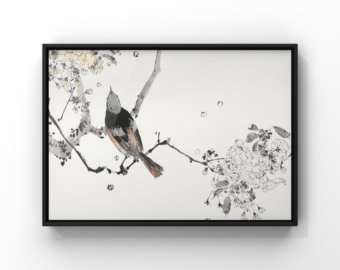 Japanese Bird Cherry Blossom Print - Ukiyo-e Oriental Wall Art