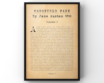 Mansfield Park By Jane Austen First Novel Page Poster Print | Book Lovers Gift Idea | Literary Gift | Jane Austen Book Page Print | PRINTED