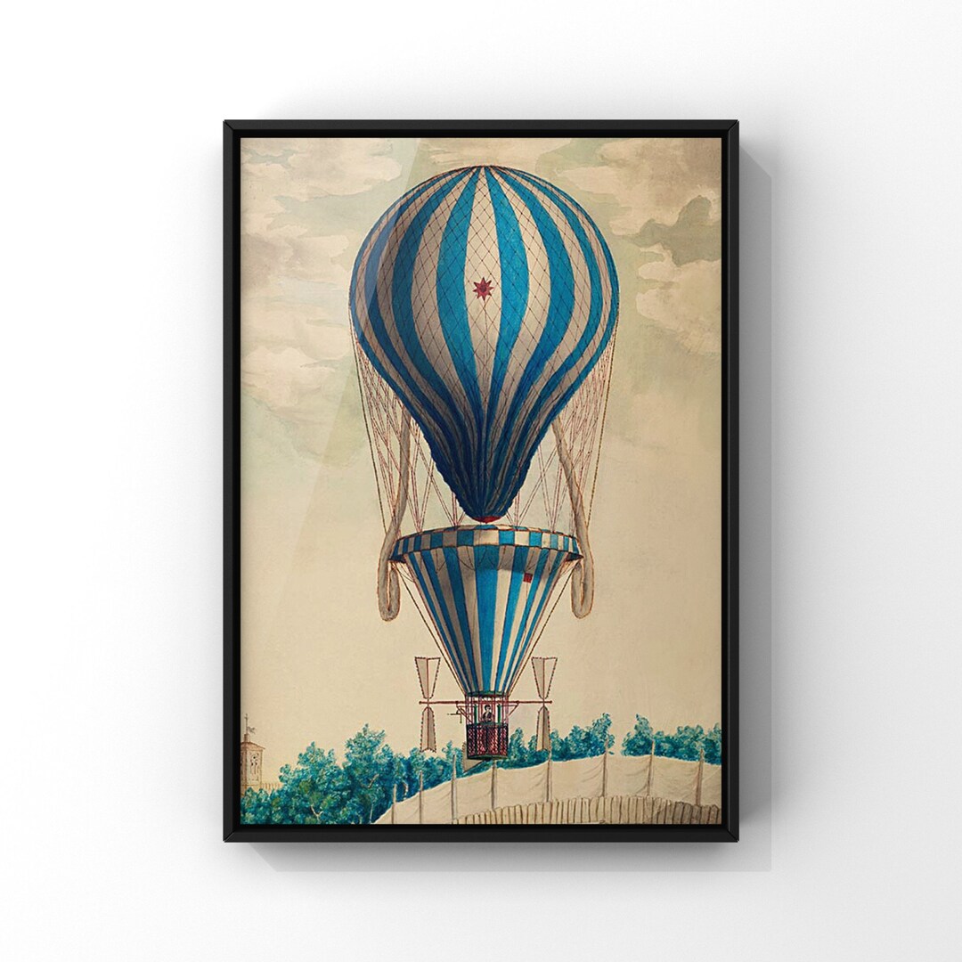 French Hot Air Balloon Art Poster Print | Vintage Science Travel Art ...