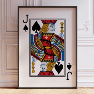 Jack of Spades Spielkarte Druck, Black Jack Karte Deck Wand Kunst Druck, Geschenk für Freund, Kasino Wand Dekoration | BEDRUCKT