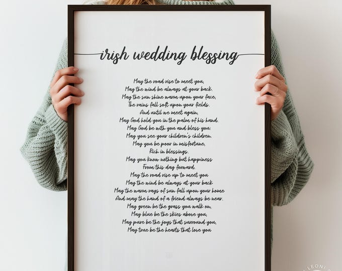 Irish Wedding Blessing Print - Script Font, Contemporary Poetry