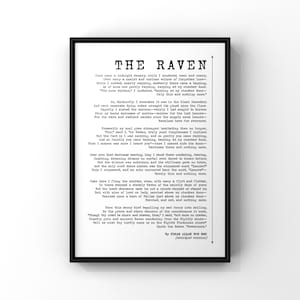 The Raven Black and White Poem Poster Print by Edgar Allan Poe | Shortened Abridged Version | Popular American Poetry | PRINTED
