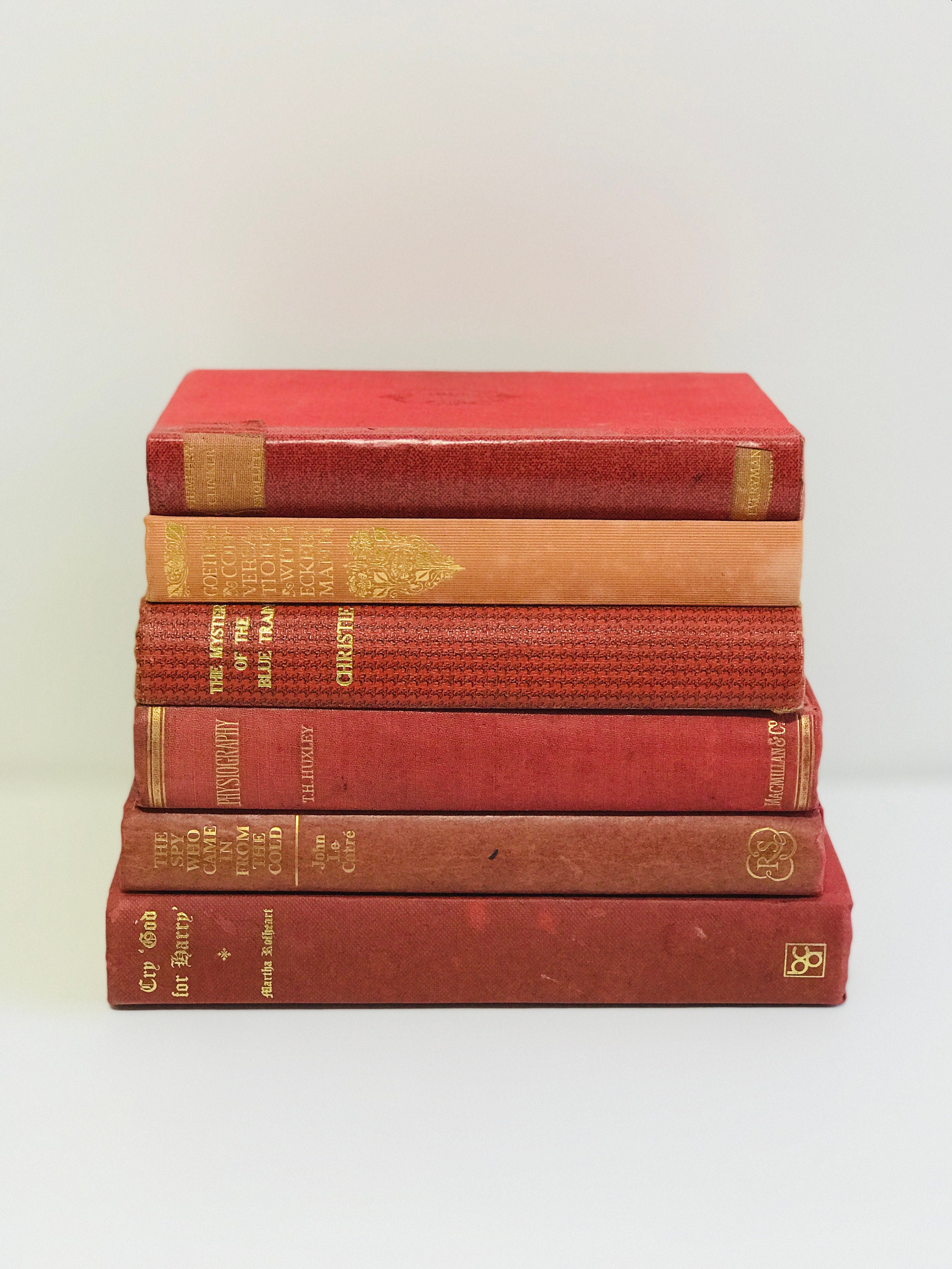 Burnt Orange Brown and Gold Vintage Books Bundle Old