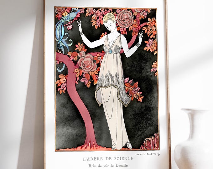 Art Deco Botanical Lady Print - L'Arbre de Science, Vintage Femme Artwork