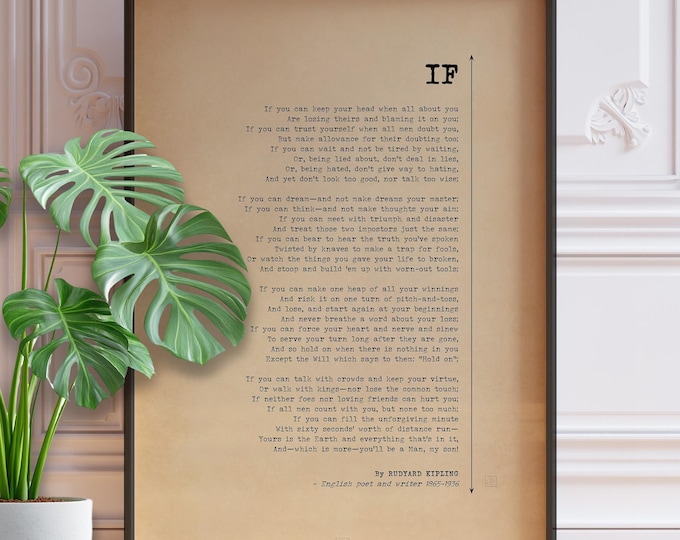 IF Poem Rudyard Kipling Poster - You'll Be A Man My Son Print, Gift For Son On His Wedding Day Wall Art, Framed or Unframed