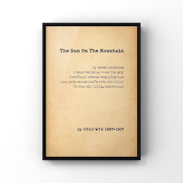 The Sun On The Mountain Poem By Hedd Wyn Welsh Bardic Poetry Poster Print | Short Welsh Poem | Wales Poem Print | PRINTED