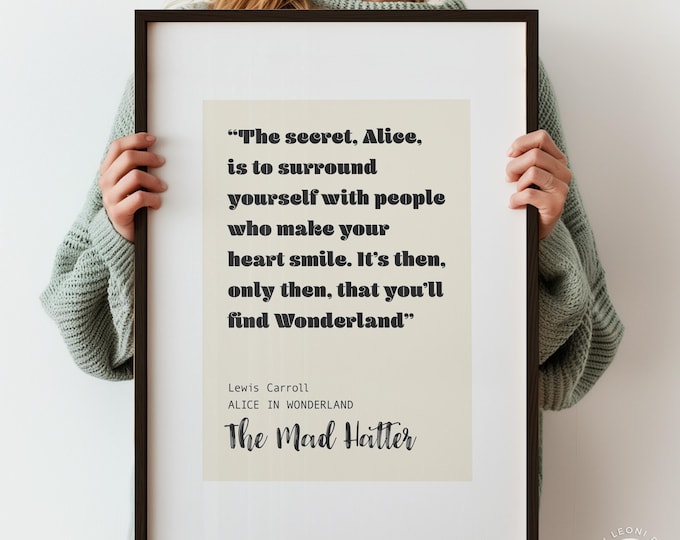 Mad Hatter Quote Poster - Alice in Wonderland Literary Print