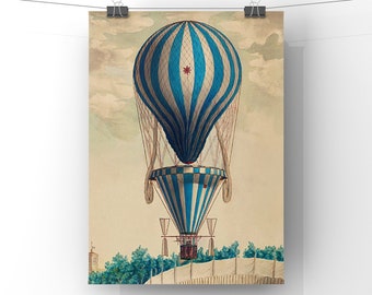 Vintage French POSTER.Stylish Graphics.Air Balloon.Room Art Decor.508 