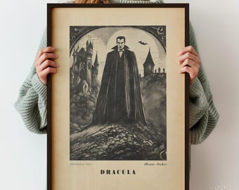 Dracula Vintage Print - Gothic Literary Wall Art in Monochrome