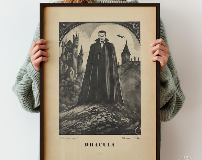 Dracula Vintage Print - Gothic Literary Wall Art in Monochrome