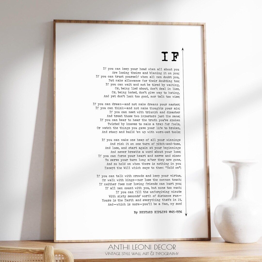 You'll Be A Man My Son Poster Print IF Poem Print by Rudyard Kipling ...