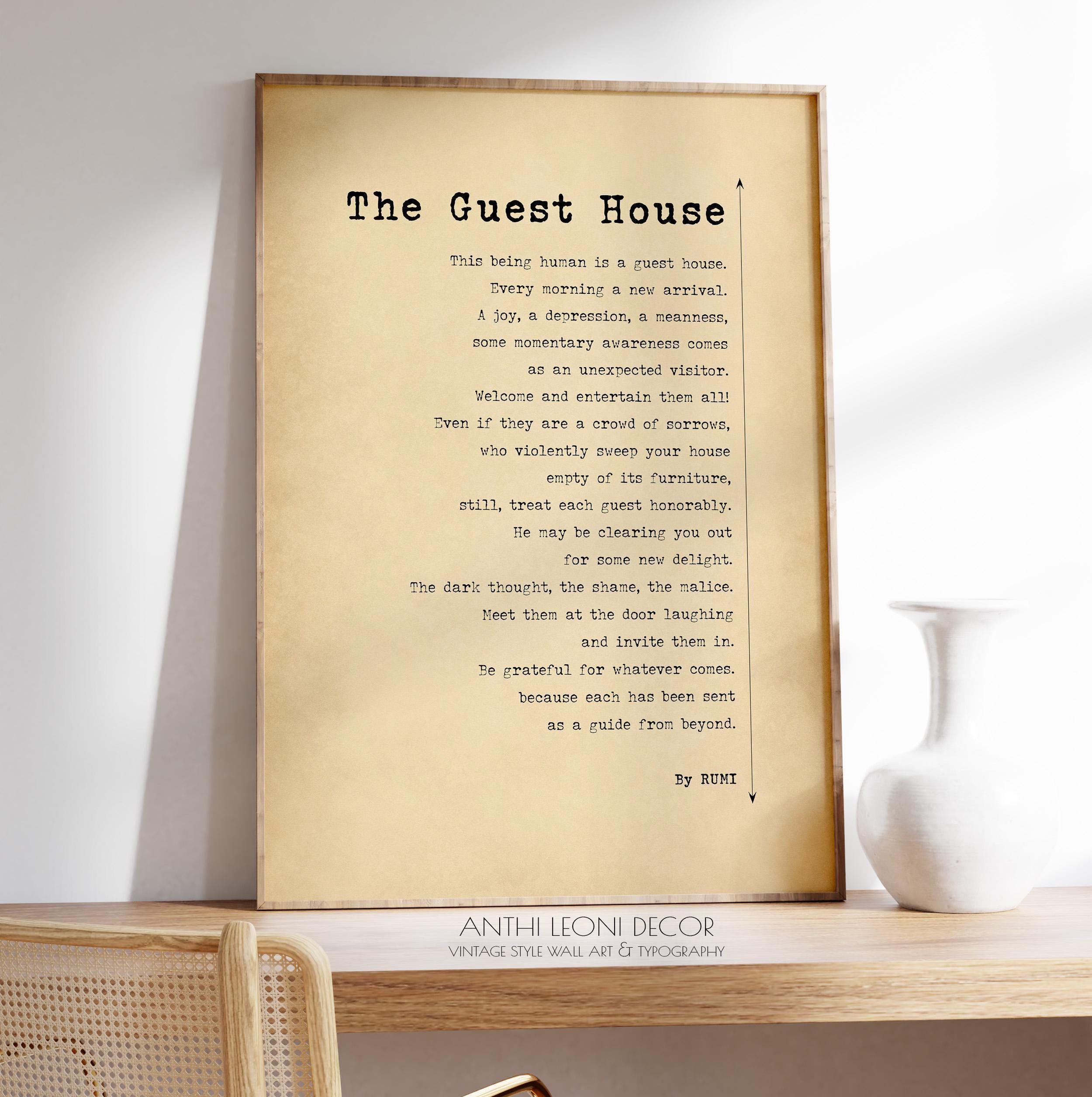 The Guest House Poem by Rumi Poster Print | A Poem for the Broken Hearted | Inspirational Poetry | PRINTED