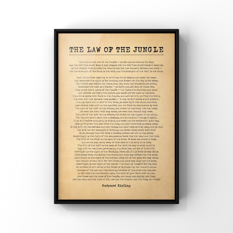 The Law of the Jungle by Rudyard Kipling Novel Book Poster - Etsy