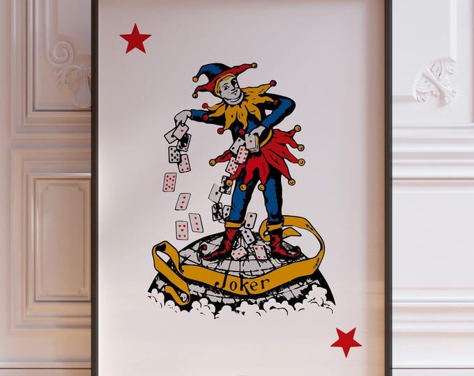 Joker Card Poster - Retro Casino Wall Art (Framed or Unframed)
