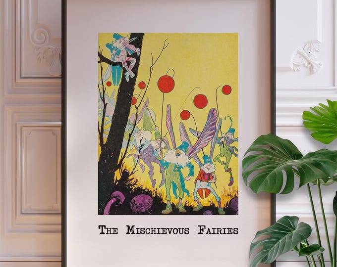 Fairies Print - Irish Fairy Poster, Nursery Room Decor, Framed or Unframed