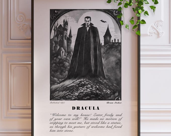 Dracula Book Print - Gothic Literary Wall Art, Quote Poster, Reading Corner Gift