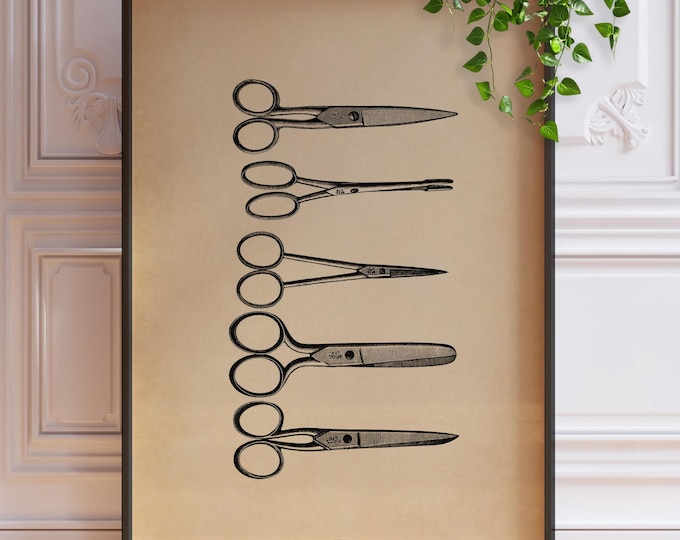 Sewing Scissors Line Art Print - Minimalist Craft Room Decor