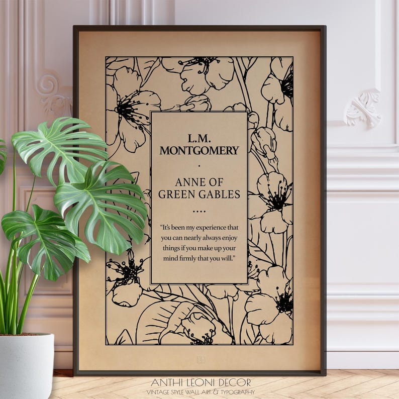 Anne Of Green Gables - LM Montgomery - Book Cover Art - Book Poster Print - Book Title Page - Literary Wall Art - Literary Wall Decor - Library Wall Art - Bookish Fan Art - Bookish Print - Book Lover Gift - Book Lover Art